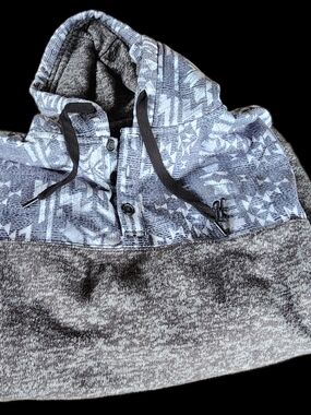 Hooey Black & Gray Patterned Hooded Pullover